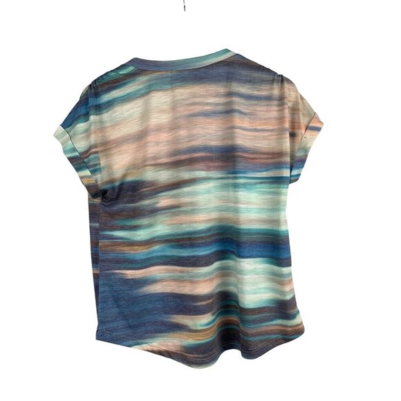 Democracy Womens S V-Neck Multicolor Short Sleeve Top - Picture 2 of 6